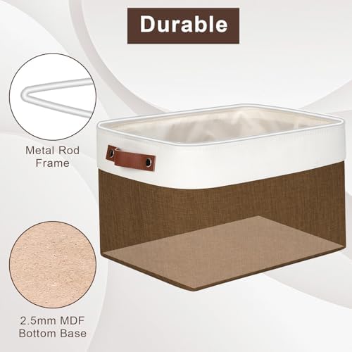 Bagnizer Storage Bins Large Fabric Storage Baskets for Shelves 3 Pack, Decorative Linen Closet Baskets with Handles for 