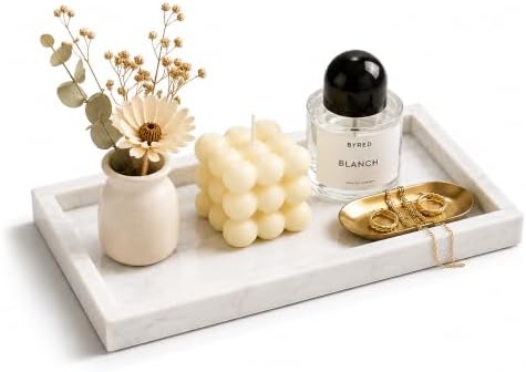Italy Marble Vanity Tray for Jewelry, Perfume, Makeup, Candle,Towel Natural Modern Decorative Trays for Bathroom Bedroom