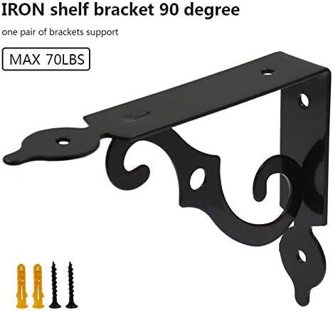 Luomorgo L Bracket Decorative Shelf Brackets, 5.4 Inch, Black