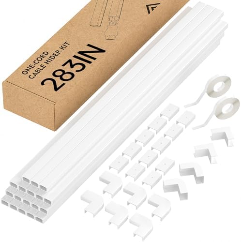 Yecaye 283in Cord Hider, PVC Wire Covers for Cord on Wall, W0.59in H0.4in