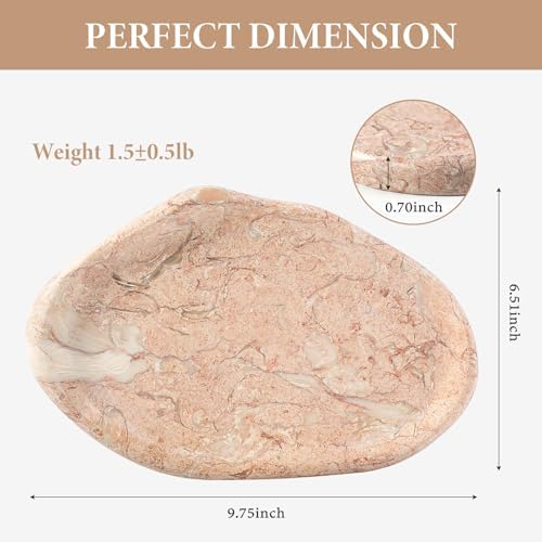 Koville Luxurious Natural Pink Marble Vanity Tray, Cloud Shape Serving Stone Key Tray for Home Decor, 10" x 7" Marble St