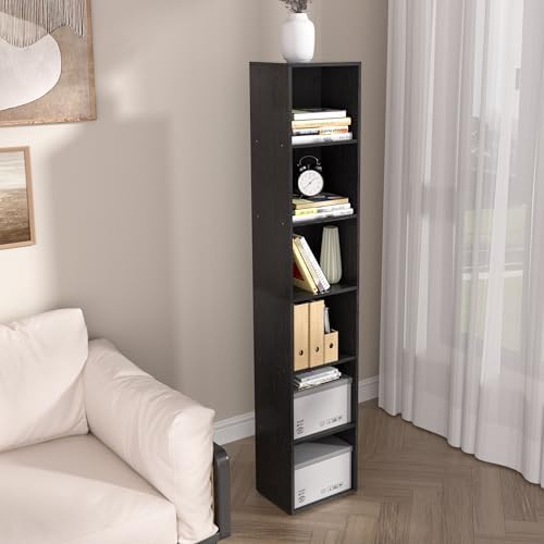 6-Tier Wooden Cube Storage Organizer, 62 Inch Tall Bookcase & Display Shelf with 6 Open Cubes, Freestanding DIY Closet S