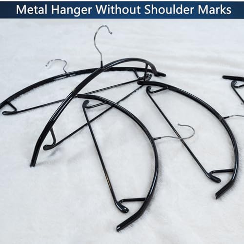 16.5 Inch Black No Shoulder Bumps No Mark Non-Slip Rubber Coated Contour Meta Hanger for Sweater T-Shirt Suit Coat Uniform with Pants Bar Pack of 20