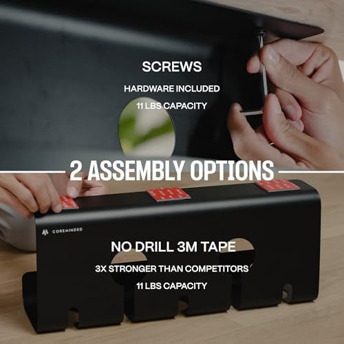 COREMINDED No-Drill Under Desk Cable Management Tray, 2-Pack, Large