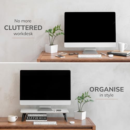 Anji Mountain Monitor Stand for Desk - Desktop Organizer & Laptop Riser, Ergonomic Monitor Riser, Space-Saving, Durable,