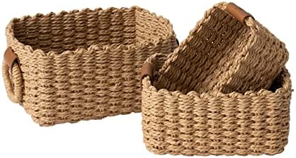LA JOLIE MUSE Small Wicker Baskets for Organizing, Desert 3 Pack