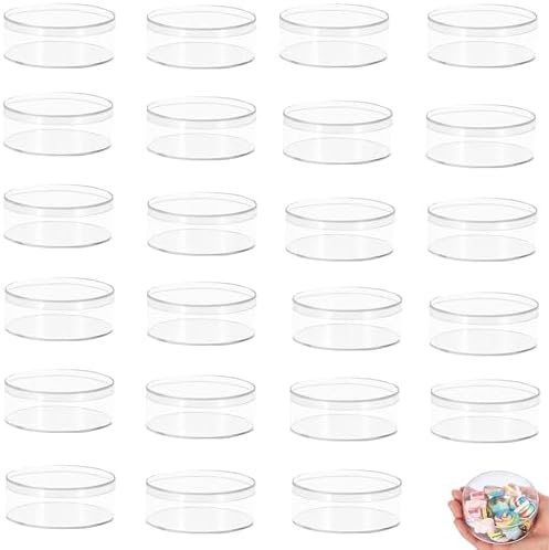 KissYou 24-Pack Acrylic Round Box Clear Candy Container, 3.2x3.2x1.2 Inch