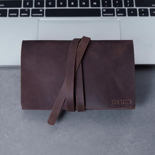 INCARNE Weekend Cable Organizer - Travel Cord Desk Case - TV Kit Cord Bag for Cable Storage - Small Leather Cord Organiz