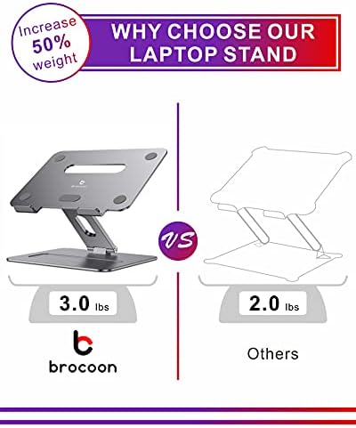 Adjustable MacBook Laptop Stand for Desk | Ergonomic Aluminum Laptop Riser with Heat-Vent, Compatible for 10-17" Laptops