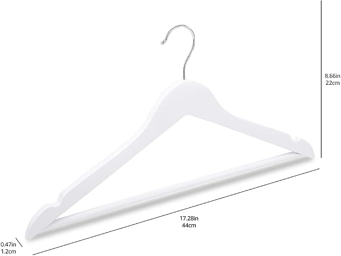 Amazon Basics Wood Suit Clothes Hangers for Closet Organizer, White, 60-Pack