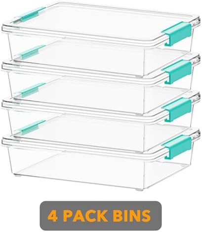 SpaceAid 6 Qt Plastic Storage Bins with Lids, Clear Sensory Bin Craft Organizers and Storage, Stackable Art Containers f