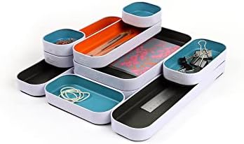 Three by Three Seattle Metal Drawer Organizer Tray Set, 10-Pc (Gray Mix)