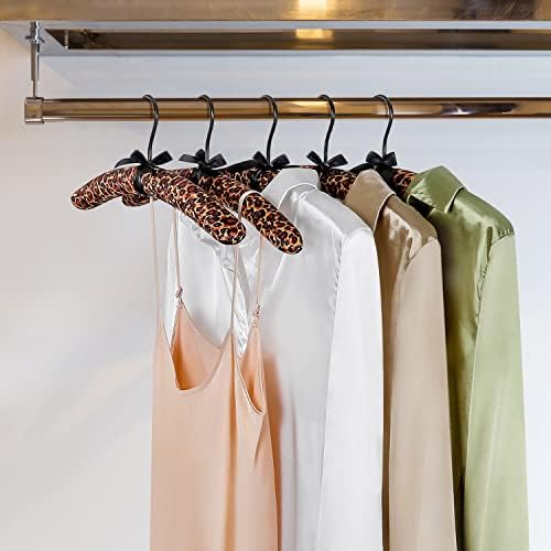 TOPIA HANGER Satin Padded Hangers for Women Clothing 17inch 10 Pack Leopard