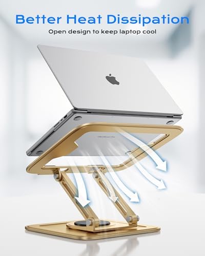 LOXP Adjustable Laptop Stand, Computer Stand with 360 Rotating Base, Ergonomic Laptop Riser Mount for Desk Foldable Prot