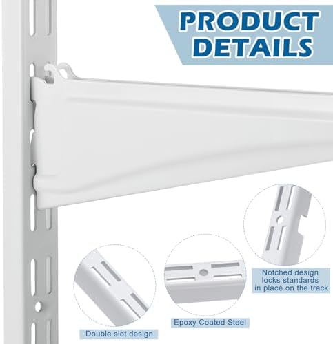 8 Pcs 12 Inch Dual Track Brackets Shelf System Upright Wall Shelving Rail