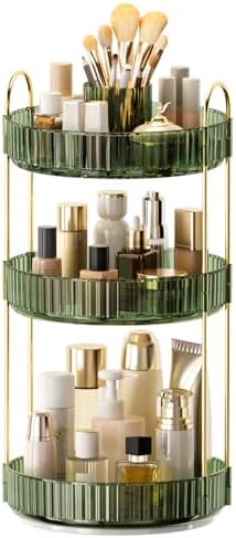 360° Rotating Makeup Organizer, Upgraded 3 Tier Skincare Perfume Organizers for Women, Bathroom Organizer Countertop, Cl