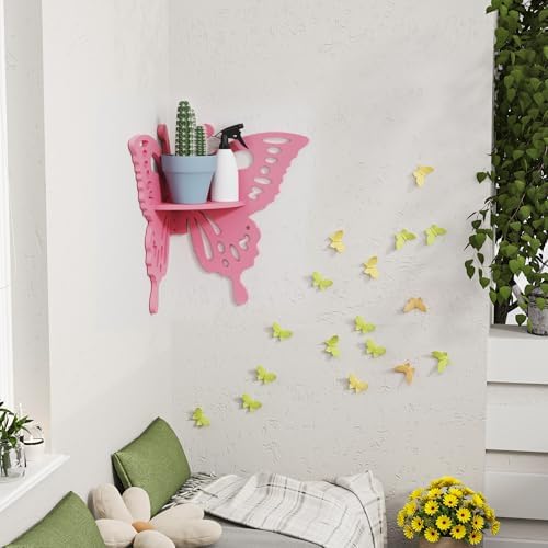 Butterfly Corner Shelf Nursery Wall Deor Floating Corner Shelf for Kid’s Room, Small Cute Decorative Shelf Wall Mounted,