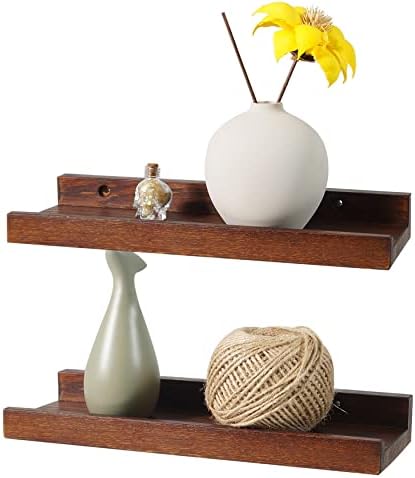 12x4-Inch Walnut Solid Oak Wood Floating Shelf for Wall Decor