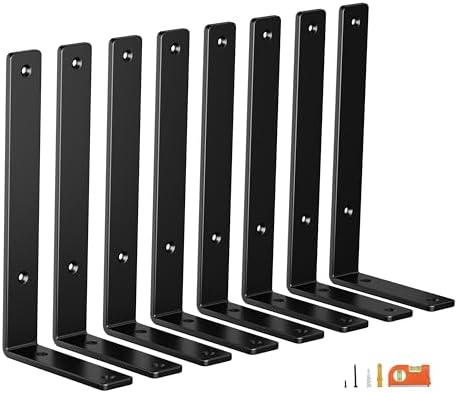 NEODROP 8-Pack 6 Inch Heavy Duty Shelf Brackets, Premium Floating L Bracket for Wall, Kitchen, Mantel Shelves Support | 