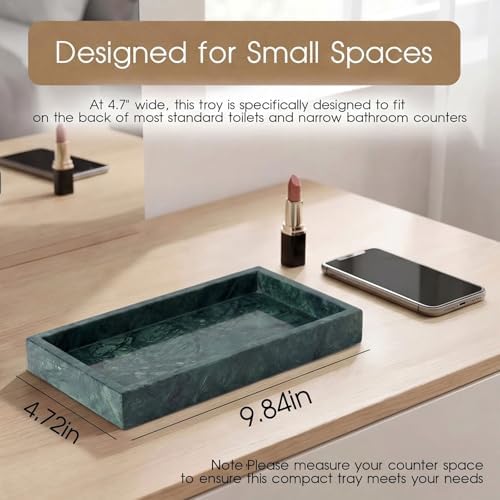 Natural Marble Tray Heavyweight Stone Vanity Tray for Bathroom Countertop, Coffee Table & Dresser - Handcrafted Rectangu