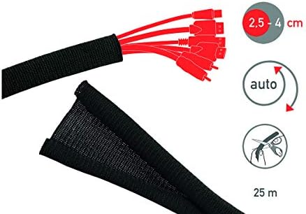 Cable Tube – Self-Closing & cuttable Cable Sleeve – Flexible Cable Channel for Cable Management at desks, PCs, TVs, etc.