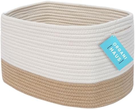 OrganiHaus Cotton Rope Basket for Shelf Storage, 15x9x10