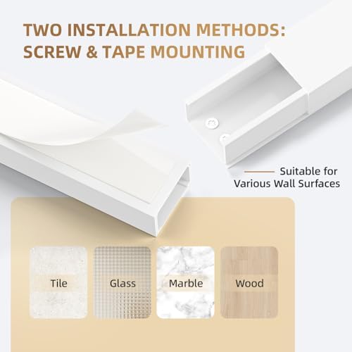 Delamu TV Cord Hider Wall, 472in Cable Hider, Large Cord Covers for 3-4 Wires on Wall, Paintable Cable Raceway to Hide W
