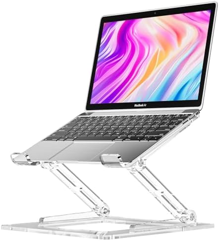 Laptop Stand for Desk, Portable Acrylic Laptop Riser, Ergonomic Adjustable Computer Stand Holder for Notebook MacBook Ai