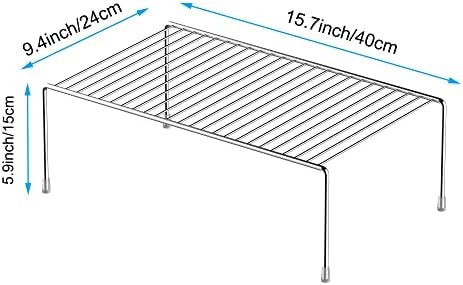 iPEGTOP Kitchen Cabinet Storage Shelf Rack, Set of 2 Large (15.7 x 9.4 Inch) Rustproof Metal Wire Shelves Spice Shelf Ra