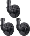 3 Pack Industrial Style Robe Towel Hook Wall Mounted Metal Iron Pipe Coat Hanger Hat Holder Bag Rack for Bathroom Bedroom Kitchen, Rust Free, Black