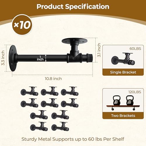 Industrial Pipe Shelf Brackets for Floating Shelves,Heavy Duty Bracket