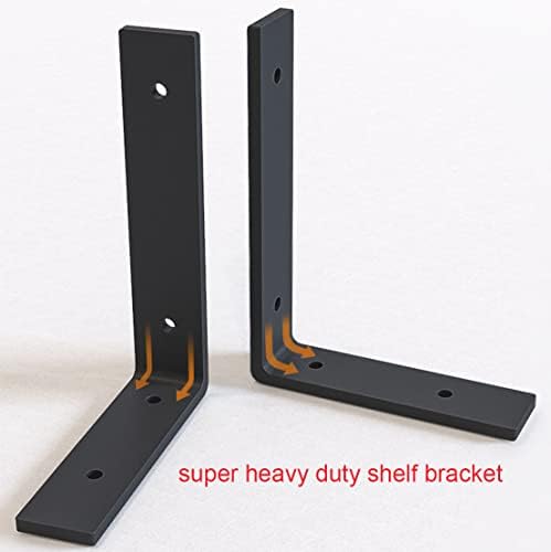 Heavy Duty Shelf Brackets 8 inch Rustic L Black Shelf Brackets 8 x 6 inches Metal Iron Industrial Shelf Bracket - L8 x H