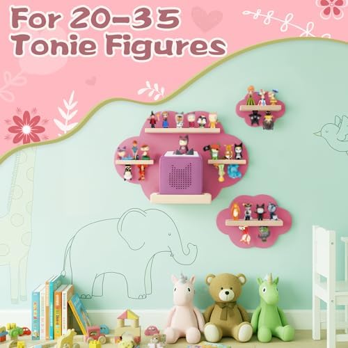 for TonieBox and for Tonie Shelf Cloud, Tonies Storage for 20-35 Tonie Figures Characters, Floating Shelves Magnetic Wal