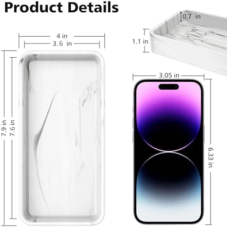 Gurygo 8" Ceramic Bathroom Vanity Tray for Kitchen Counter - Kitchen Soap Tray - Rectangular Ceramic Trays for Bathroom 