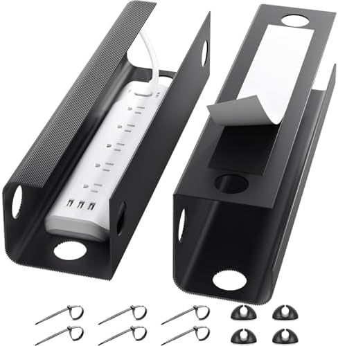 Yecaye 2 Pack Cable Management Under Desk, 31.5 in, Black