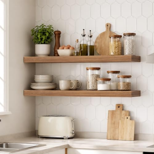 HOOBRO 31.5" Floating Shelves for Wall, Set of 2 Wall Mounted Shelf