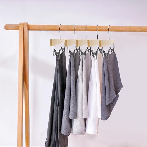 Quality Hangers 20 Pack Wooden Skirt Pant Hangers, Luxury 14" Ultra Thin Space Saving Skirt Hangers, 360 Degree Swivel H