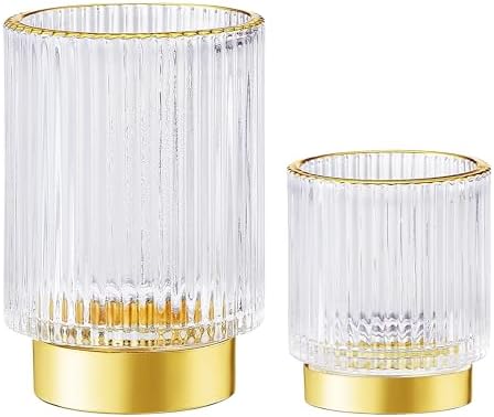 Makeup Brush Holder Organizer,Toothbrush Holders,Desk Pen Pencil Holder,Multifunctional Vintage Glass Brush Cup（S+L/Whit