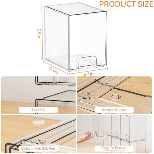 Yieach 7.5" High Stackable Storage Bins,2 Pack Bottle Station and Baby Bottle Storage Organizer for Countertop,Clear Acr