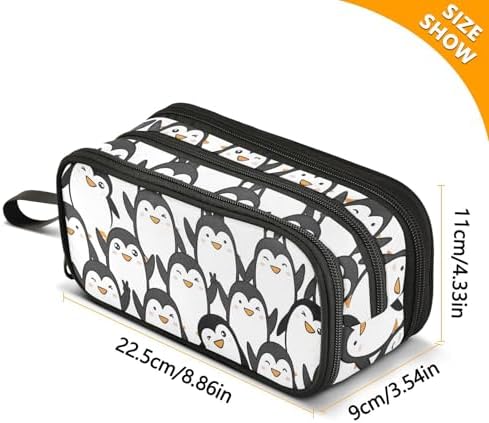 Cute Penguin Pencil Case Box Boys Girls Large Pencil Pouch with Zipper Compartments Big Capacity Stationery Pen Bag Organizer for Kids Teens Adults School