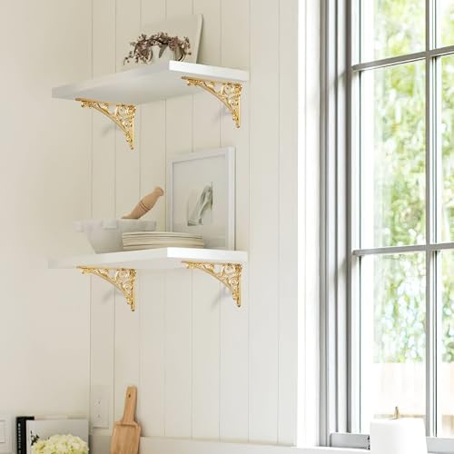 Khtumeware Shelf Bracket 10 Inch, Decorative Brackets for Shelving, Heavy Duty Vintage Ornate Shelf Bracket, Hardware In