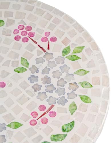 PEMAR 12.6” Pink Hydrangea Capiz Shell Lazy Susan, Handcrafted Dining Table Décor & Table Centerpiece, Elegant Beach Hou