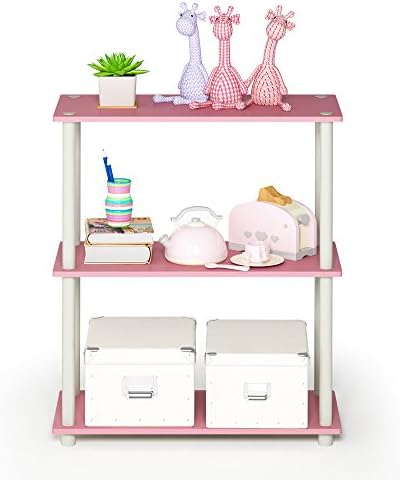 Furinno TURN-N-TUBE Storage Shelves, 3-Tier Book Shelf, Corner Shelf, Toolless Open Shelves, for Organization and Storag