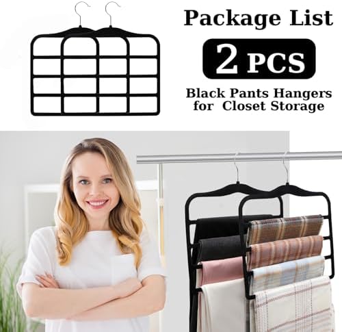 Closet Organizers and Storage, 2 Pack Pants-Hanger-Space-Saving