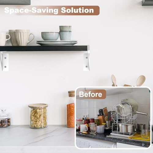 SOGAL White Shelf Brackets 4 Inch Small Floating Shelf Bracket 4 Pack