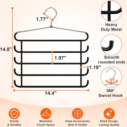 HEYHOUSE Heavy Duty 5-Tier Metal Pant Hangers Space Saving Closet Organizer