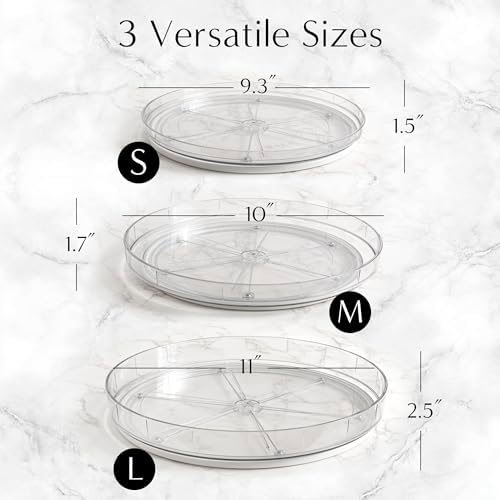 NOSTALGIQ 3-Pack Lazy Susan Organizer | Rotating Pantry Organizers and Storage | Clear Lazy Susan for Table Top, Cabinet