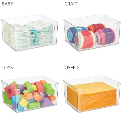 mDesign Large Modern Plastic Open Front Dip Storage Organizer Bin Basket for Kitchen Organization - Shelf, Cupboard, Cab