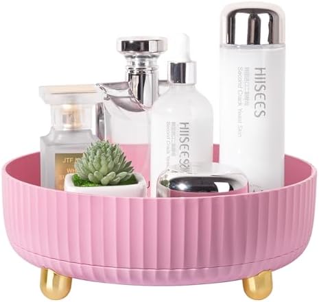 360 Rotating Makeup Perfume Organizer Skincare Tray, Small Pink