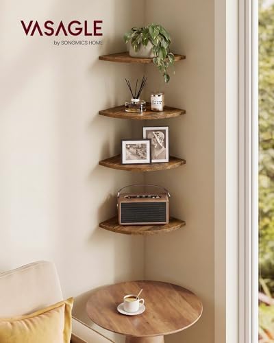 VASAGLE Floating Corner Shelves, Set of 4, 6 x 6 x 0.5 Inches